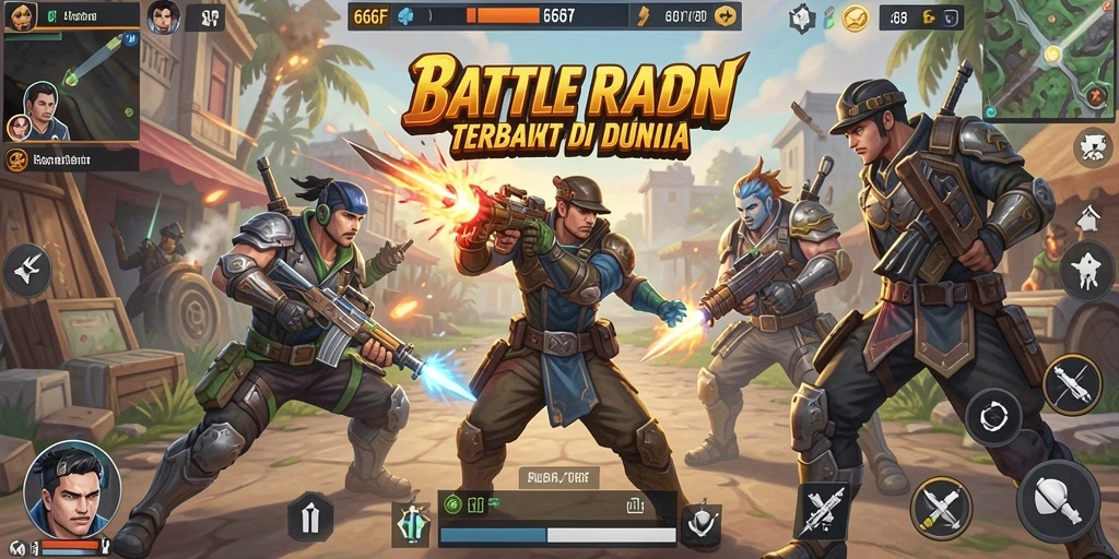 Screenshot utama 666F menampilkan aksi intens dalam Battle Royale.