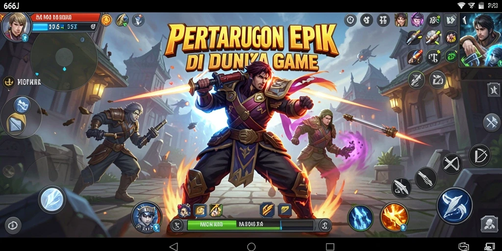 Screenshot menampilkan pertarungan seru di arena <strong>666J</strong> dengan karakter beraksi.