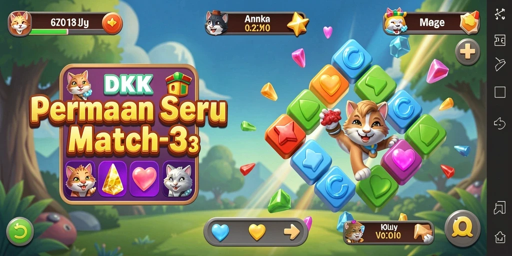 Screenshot gameplay DKK menampilkan keseruan mencocokkan permata.
