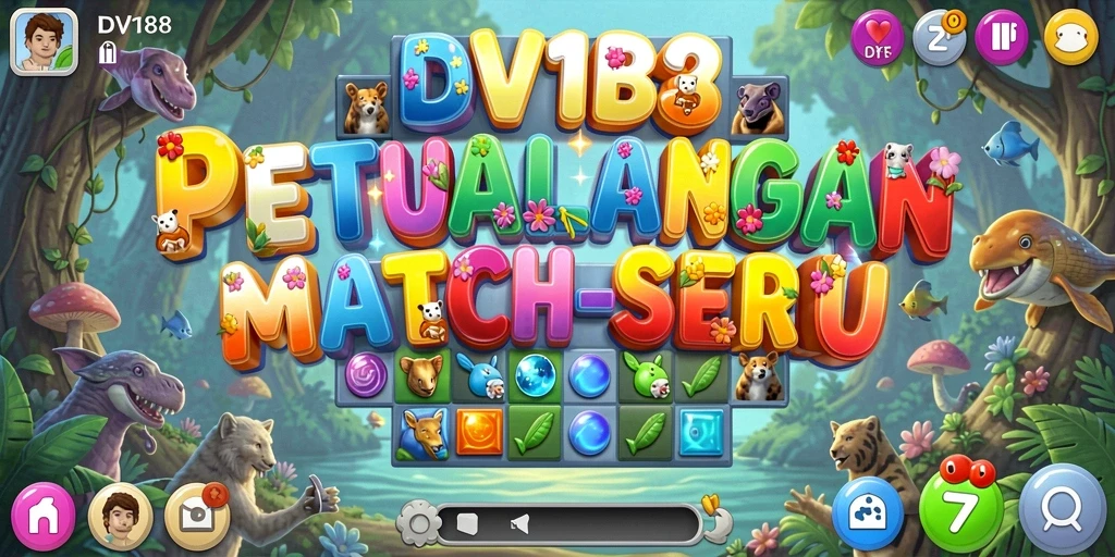 Screenshot menampilkan gameplay seru dari DV188 dengan kombinasi simbol yang memikat.
