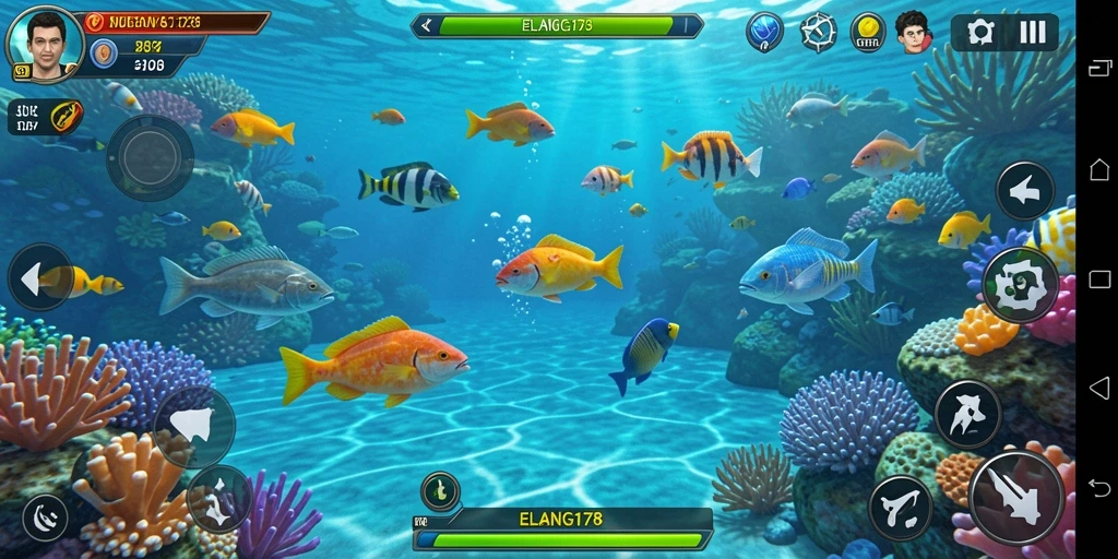 Screenshot gameplay ELANG178 dengan aksi tembak ikan yang mendebarkan.