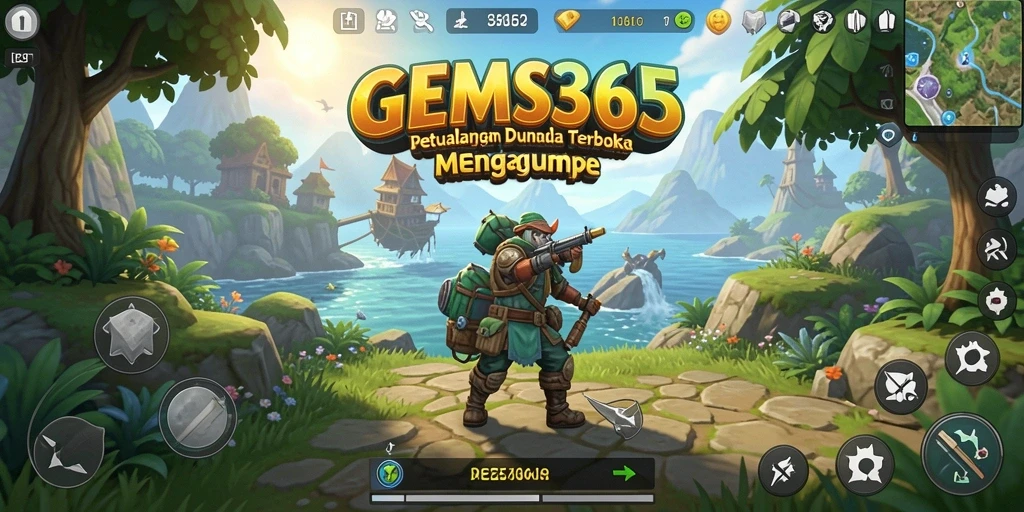 Gameplay GEMS365 di dunia terbuka yang menakjubkan.