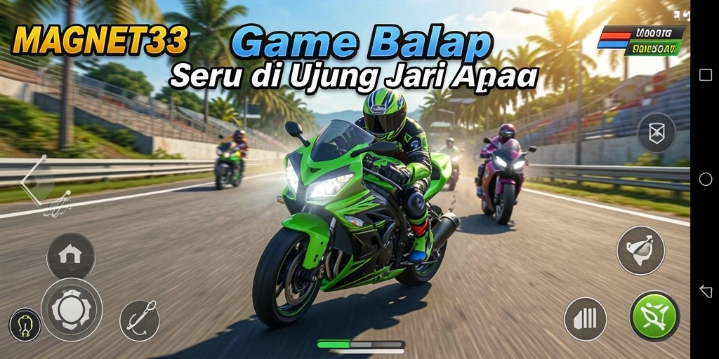 Gameplay MAGNET33 menampilkan balapan motor yang mendebarkan dan grafis menarik.