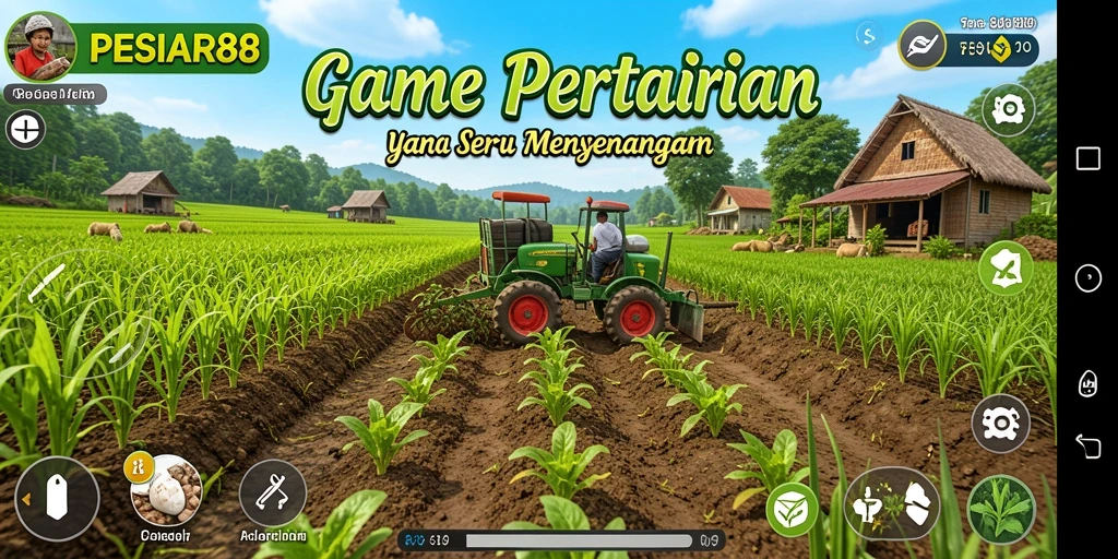 Sekilas tampilan gameplay PESIAR88 dengan aktivitas bertani yang menarik.