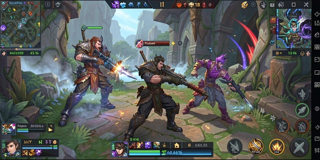 Gameplay seru RAJAPOLA dengan pertarungan tim yang epik.