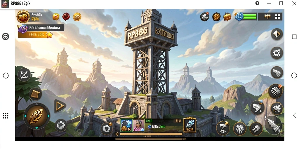 Tampilan gameplay Tower Defense dari RP886 yang mendebarkan.