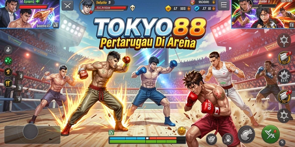 Screenshot utama TOKYO88 menampilkan aksi pertarungan yang intens dan mendebarkan.